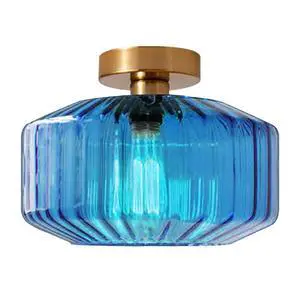 Blue Glass Ceiling Light fixtures Large Flush Mount Lamp 11" Striped Glass Globe Shade Design Mid Century Modern Ceiling Lights Brushed Gold Brass Close to Light for Bedroom Hallway Blue Glass Ceiling Light fixtures Large Flush Mount Lamp 11" Striped Glass Globe Shade Design Mid Century Modern Ceiling Lights Brushed Gold Brass Close to Light for Bedroom Hallway