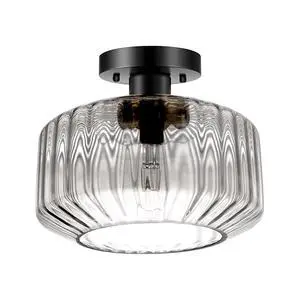 Clear Glass Ceiling Light Mid Century Flush Mount Ceiling Lights 11" Striped Glass Globe Shade Vintage Ceiling Light Fixtures Black Close to Ceiling Lamp for Bedroom Kitchen Hallway Clear Glass Ceiling Light Mid Century Flush Mount Ceiling Lights 11" Striped Glass Globe Shade Vintage Ceiling Light Fixtures Black Close to Ceiling Lamp for Bedroom Kitchen Hallway