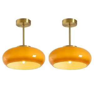Gold Semi Flush Mount Ceiling Light Glass Mid Century Modern Ceiling Lamp Brushed Brass Flush Mount Ceiling Light with Orange Dome Glass Shade for Hallway Dining Room Bedroom Gold Semi Flush Mount Ceiling Light Glass Mid Century Modern Ceiling Lamp Brushed Brass Flush Mount Ceiling Light with Orange Dome Glass Shade for Hallway Dining Room Bedroom