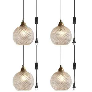 Small Plug in Pendant Light Plug in Hanging Light Fixture | 14.7Ft Corded On/Off Switch with Seeded Glass Globe Shade Modern Gold Hanging Lamp Plug in Sphere Round Lamp Shade E26 Base Small Plug in Pendant Light Plug in Hanging Light Fixture | 14.7Ft Corded On/Off Switch with Seeded Glass Globe Shade Modern Gold Hanging Lamp Plug in Sphere Round Lamp Shade E26 Base