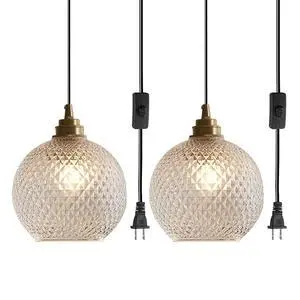 Glass Globe Pendant Lamp Small Plug in Pendant Light fixtures | Gold Brass Hanging Light with 450cm/14.7Ft Plug in Cord Seeded Glass Shade Mid Century Vintage E26 Base Kitchen Living room Glass Globe Pendant Lamp Small Plug in Pendant Light fixtures | Gold Brass Hanging Light with 450cm/14.7Ft Plug in Cord Seeded Glass Shade Mid Century Vintage E26 Base Kitchen Living room