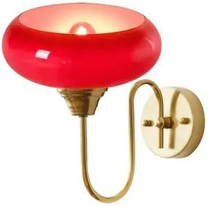 Modern Red Wall Sconce Mid-Century Wall Light Fixture with Milk Glass Shade Gold Vanity Light Bathroom Lights Fixture Retro Sconces Decor for Bedroom Living Room Hallway Staircase Modern Red Wall Sconce Mid-Century Wall Light Fixture with Milk Glass Shade Gold Vanity Light Bathroom Lights Fixture Retro Sconces Decor for Bedroom Living Room Hallway Staircase