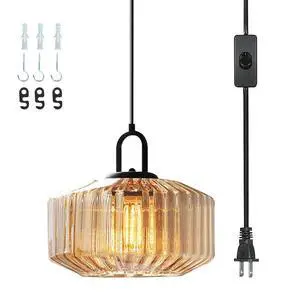 Mid Century Modern Plug in Pendant Light Black Glass Globe | hanging light with Adjustable Cord ,Glass Pendant Lighting Amber shade for Entryway Dinning Room Bedroom Kitchen Sink Mid Century Modern Plug in Pendant Light Black Glass Globe | hanging light with Adjustable Cord ,Glass Pendant Lighting Amber shade for Entryway Dinning Room Bedroom Kitchen Sink