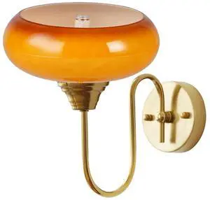 1-Light Antique Gold Wall Sconce Milk Glass Wall Light Fixture Orange Shade & Brass Finish Base Vintage Mid Century Modern Sconces Bathroom Vanity Light Fixtures Living Room Bedroom 1-Light Antique Gold Wall Sconce Milk Glass Wall Light Fixture Orange Shade & Brass Finish Base Vintage Mid Century Modern Sconces Bathroom Vanity Light Fixtures Living Room Bedroom