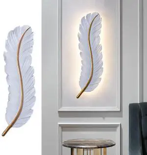 Wall Sconce for Bedroom, Modern LED Wall Mount Light 3000K-6000K 24W Dimmable LED Wall Light Fixtures White Feather Wall Lamp for Bedroom Living Room Hallway (1-Pack) Wall Sconce for Bedroom, Modern LED Wall Mount Light 3000K-6000K 24W Dimmable LED Wall Light Fixtures White Feather Wall Lamp for Bedroom Living Room Hallway (1-Pack)