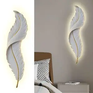 LED Wall Lamp Modern Wall Sconce Light White Elegant Feather Design Mid Century Vintage Style Creative Wall Lights for Bedroom Living Room Hallway Dining Room Loft Farmhouse LED Wall Lamp Modern Wall Sconce Light White Elegant Feather Design Mid Century Vintage Style Creative Wall Lights for Bedroom Living Room Hallway Dining Room Loft Farmhouse