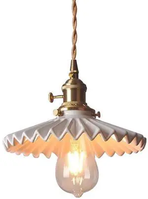 Ceramic Pendant Light Fixture White Hanging Light Vintage Modern Pendant Lights Scalloped Ceramics Shade Gold Brass Hanging Lights Adjustable Cord Kitchen Island Ceiling Hanging Lamp Ceramic Pendant Light Fixture White Hanging Light Vintage Modern Pendant Lights Scalloped Ceramics Shade Gold Brass Hanging Lights Adjustable Cord Kitchen Island Ceiling Hanging Lamp