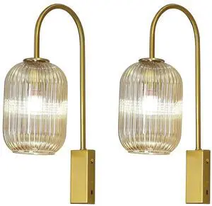 2-Pack Amber Glass Wall Lights Vintage Modern Wall Sconce Gold Finis | Mid Century Vintage Bathroom Vanity Light with Ribbed Glass Shade Industrial Wall Lamp for Mirror Bedroom Living Room Hallway 2-Pack Amber Glass Wall Lights Vintage Modern Wall Sconce Gold Finis | Mid Century Vintage Bathroom Vanity Light with Ribbed Glass Shade Industrial Wall Lamp for Mirror Bedroom Living Room Hallway