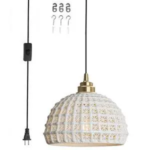 Ceramic Plug in Pendant Light Fixture 1-Light Mid Century Retro Pendant Light with Ceramics Globe Shade Nordic Modern Decorate Lighting Plug in Hanging Lights Cord Dining Room Kitchen Ceramic Plug in Pendant Light Fixture 1-Light Mid Century Retro Pendant Light with Ceramics Globe Shade Nordic Modern Decorate Lighting Plug in Hanging Lights Cord Dining Room Kitchen