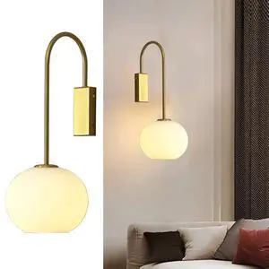 Glass Wall Sconce Modern Wall Light 1-Light Bathroom Vanity Light with White Ribbed Glass Shade Mid Century Vintage Wall Lamp Gold for Mirror Bedroom Dining Living Room Hallway Glass Wall Sconce Modern Wall Light 1-Light Bathroom Vanity Light with White Ribbed Glass Shade Mid Century Vintage Wall Lamp Gold for Mirror Bedroom Dining Living Room Hallway
