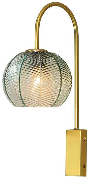 Green Glass Wall Light Mid Century Modern Wall Sconces Gold Vanity 1-Light Vintage Bathroom Wall Lamp with Ribbed Glass Shade Industrial Wall Lamp for Mirror Bedroom Living Room Green Glass Wall Light Mid Century Modern Wall Sconces Gold Vanity 1-Light Vintage Bathroom Wall Lamp with Ribbed Glass Shade Industrial Wall Lamp for Mirror Bedroom Living Room