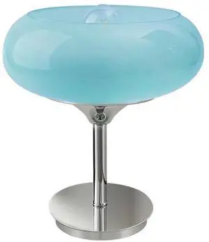 Blue Glass Table Lamp Mid Century Modern | Desk Lamp, Chrome Base Blue Glass Table Lamp Mid Century Modern | Desk Lamp, Chrome Base