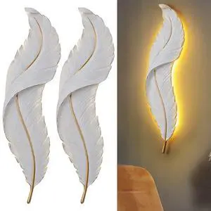 Modern Luxury wall lamp Large Feather Wall Decor Lighting LED Wall Sconce Lights with Unique Resin White Feather Design Mid Century Elegant Wall Lamps for Bedroom Living Room Modern Luxury wall lamp Large Feather Wall Decor Lighting LED Wall Sconce Lights with Unique Resin White Feather Design Mid Century Elegant Wall Lamps for Bedroom Living Room