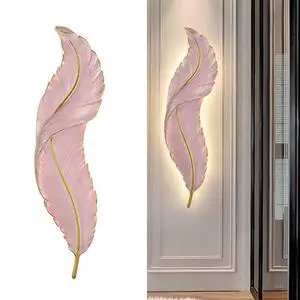 Creative Wall Light Feather Sconces LED Pink Dimmable Wall Sconce Lights Mid Century Modern Elegant Style Unique Resin Lighting for Bedroom Living Room Hallway Foyer Creative Wall Light Feather Sconces LED Pink Dimmable Wall Sconce Lights Mid Century Modern Elegant Style Unique Resin Lighting for Bedroom Living Room Hallway Foyer