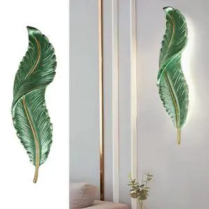 LED Wall Sconce Dimmable Wall Light Retro Industrial Wall Sconces Lighting with Green Elegant Feather Style Unique Resin Design for Bedroom Dining Living Room Hallway Foyer LED Wall Sconce Dimmable Wall Light Retro Industrial Wall Sconces Lighting with Green Elegant Feather Style Unique Resin Design for Bedroom Dining Living Room Hallway Foyer