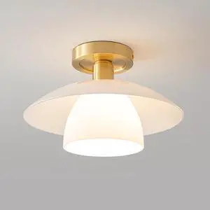 Mid Century Flush Mount Ceiling Light 1-Light Glass Close to Ceiling Lights Fixtures Milky White Glass 2-Layer Shade Modern Gold Brass Ceiling Lamp Hallway Bedroom Dining Room Mid Century Flush Mount Ceiling Light 1-Light Glass Close to Ceiling Lights Fixtures Milky White Glass 2-Layer Shade Modern Gold Brass Ceiling Lamp Hallway Bedroom Dining Room