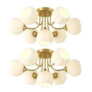 2-Pack Large Flush Mount Ceiling Lights Chandelier Mid Century Modern Ceiling 7-Light White Flower Shade Glass Sputnik Chandelier Brushed Brass Light Fixture for Dining Room Kitchen 2-Pack Large Flush Mount Ceiling Lights Chandelier Mid Century Modern Ceiling 7-Light White Flower Shade Glass Sputnik Chandelier Brushed Brass Light Fixture for Dining Room Kitchen
