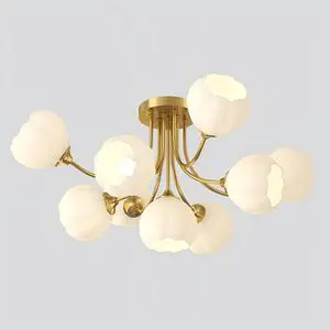 9-Lights Mid Century Modern Chandelier Ceiling Lighting Flower Glass Globe Chandeliers Gold Brushed Brass Finish Sputnik Chandelier Semi Flush Mount Ceiling Light Living Dining Room 9-Lights Mid Century Modern Chandelier Ceiling Lighting Flower Glass Globe Chandeliers Gold Brushed Brass Finish Sputnik Chandelier Semi Flush Mount Ceiling Light Living Dining Room