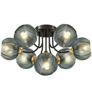 Large Globe Chandelier 7 Lights Brushed Brass Sputnik Chandelier Green Flush Mount Ceiling Lights 5.9" Ribbed Glass Shade Mid Century Vintage Hanging Chandeliers Farmhouse Dining Room Large Globe Chandelier 7 Lights Brushed Brass Sputnik Chandelier Green Flush Mount Ceiling Lights 5.9" Ribbed Glass Shade Mid Century Vintage Hanging Chandeliers Farmhouse Dining Room