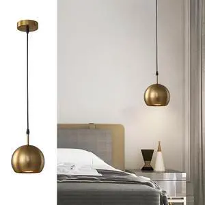 Gold Pendant Lights Small Vintage Hanging Lights with Metal Globe Shade Mid Century Modern Pendant Lighting for Kitchen Island Living Dining Room Bedroom Loft (Gold) Gold Pendant Lights Small Vintage Hanging Lights with Metal Globe Shade Mid Century Modern Pendant Lighting for Kitchen Island Living Dining Room Bedroom Loft (Gold)