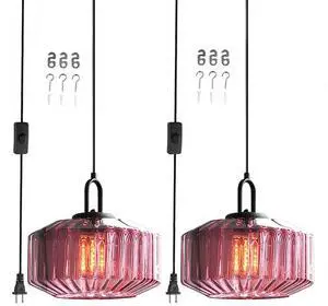 Large Pendant Light Cord Purple Glass Plug in Pendant Lights Ceiling | Retro Modern Swag Plug-in Pendant Light with 14.7Ft/177.2 Long Cord & Switch, No Hardwiring for Kitchen, Bedroom,Living room Large Pendant Light Cord Purple Glass Plug in Pendant Lights Ceiling | Retro Modern Swag Plug-in Pendant Light with 14.7Ft/177.2 Long Cord & Switch, No Hardwiring for Kitchen, Bedroom,Living room