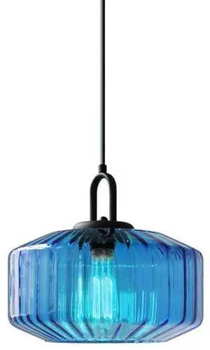 Modern Pendant Light Blue Glass Pendant Light with Large Striped Glass Shade Vintage Ceiling Pendant lamp Hand Blown Glass Light Fixture for Dining Room Farmhouse Kitchen Island Modern Pendant Light Blue Glass Pendant Light with Large Striped Glass Shade Vintage Ceiling Pendant lamp Hand Blown Glass Light Fixture for Dining Room Farmhouse Kitchen Island