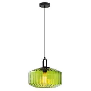 Green Pendant Light - Mid Century Modern Glass Hanging Light with Striped Shade for Dining Room, Bedroom, Kitchen Green Pendant Light - Mid Century Modern Glass Hanging Light with Striped Shade for Dining Room, Bedroom, Kitchen
