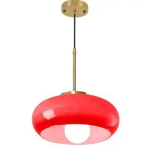 Modern Pendant Lights Kitchen Island Red Glass Dome Shade, Mid Century Farmhouse Pendant Lighting with Gold Socket, Dining Room Large Glass Globe Hanging Light Vintage Lights Fixtures Modern Pendant Lights Kitchen Island Red Glass Dome Shade, Mid Century Farmhouse Pendant Lighting with Gold Socket, Dining Room Large Glass Globe Hanging Light Vintage Lights Fixtures