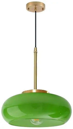 Green Pendant Light Mid Century Modern Hanging Lamp Gold Brass 1-Light Fixtures with Dome Glass Shade Glass Hanging Pendant lamp for Dining Room Bedroom Kitchen Island (Green) Green Pendant Light Mid Century Modern Hanging Lamp Gold Brass 1-Light Fixtures with Dome Glass Shade Glass Hanging Pendant lamp for Dining Room Bedroom Kitchen Island (Green)