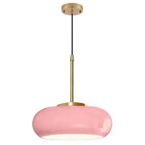 Pink Pendant Light Mid Century Modern Hanging Lamp Gold Brass 1-Light Fixtures with Dome Pink Glass Shade Glass Hanging Pendant Light for Dining Room Bedroom Kitchen Island Pink Pendant Light Mid Century Modern Hanging Lamp Gold Brass 1-Light Fixtures with Dome Pink Glass Shade Glass Hanging Pendant Light for Dining Room Bedroom Kitchen Island
