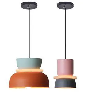 Mid Century Pendant Light Fixture with Orange Light Blue Aluminum Shade, Modern Hanging Light Fixture with Pink Navy Blue Aluminum Shade Mid Century Pendant Light Fixture with Orange Light Blue Aluminum Shade, Modern Hanging Light Fixture with Pink Navy Blue Aluminum Shade