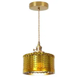 Gold Glass Pendant Light Industrial Pendant Light Fixtures Painted Golden Striped Glass Lampshade Vintage Pendant Lighting Gold Light fixtures for Farmhouse Kitchen Sink Dining Room (1-Light) Gold Glass Pendant Light Industrial Pendant Light Fixtures Painted Golden Striped Glass Lampshade Vintage Pendant Lighting Gold Light fixtures for Farmhouse Kitchen Sink Dining Room (1-Light)