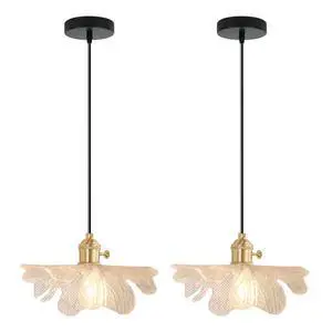 2-Lights Farmhouse Glass Pendant Light, Kitchen Island Small Hanging Lights with Clear Flower Shade Vintage Modern Ceiling Pendant Lights Adjustable Height Gold Hanging Light Fixture 2-Lights Farmhouse Glass Pendant Light, Kitchen Island Small Hanging Lights with Clear Flower Shade Vintage Modern Ceiling Pendant Lights Adjustable Height Gold Hanging Light Fixture