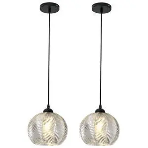 Clear Pendant Light fixtures Glass Globe Pendant Lights with 8.66" Ribbed Glass Shade Mid Century Modern Ceiling Hanging Light for Bedroom Living Dining Room Kitchen Island Clear Pendant Light fixtures Glass Globe Pendant Lights with 8.66" Ribbed Glass Shade Mid Century Modern Ceiling Hanging Light for Bedroom Living Dining Room Kitchen Island