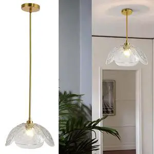Glass Pendant Light Kitchen Island Clear Glass Pendant Light fixtures Mid Century Modern Hanging Lights with Beautiful Clear Petal Shape Adjustable Rod for Living Dining Room Hallway Glass Pendant Light Kitchen Island Clear Glass Pendant Light fixtures Mid Century Modern Hanging Lights with Beautiful Clear Petal Shape Adjustable Rod for Living Dining Room Hallway
