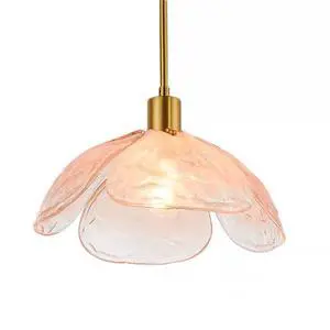 Glass Hanging Light Fixtures Pink Pendant Lights Mid Century Modern Ceiling Pendant Light Beautiful Petal Shape,with Gold Adjustable Hanging Rod for Kitchen Island Living Dining Room Glass Hanging Light Fixtures Pink Pendant Lights Mid Century Modern Ceiling Pendant Light Beautiful Petal Shape,with Gold Adjustable Hanging Rod for Kitchen Island Living Dining Room