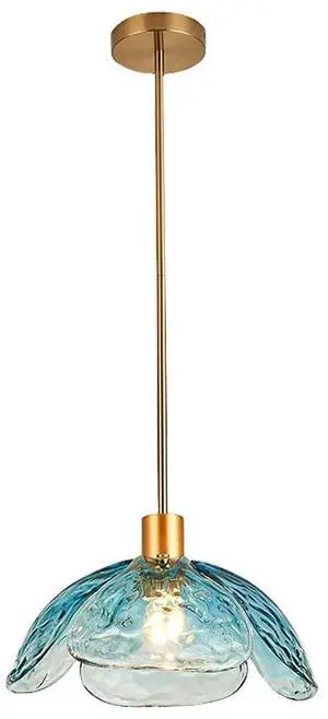Glass Pendant Light Fixtures 1-Light Mid Century Modern Ceiling Pendant Light Beautiful Blue Petal Shape, Gold Adjustable Hanging Light for Kitchen Island Living Dining Room Hallway (Blue) Glass Pendant Light Fixtures 1-Light Mid Century Modern Ceiling Pendant Light Beautiful Blue Petal Shape, Gold Adjustable Hanging Light for Kitchen Island Living Dining Room Hallway (Blue)