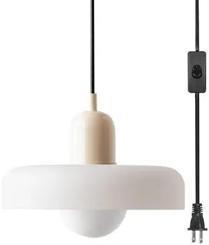 Vintage Glass Pendant Light Kitchen Island Plug in Pendant Lamp with Milk White Glass Shade,Plug-in Cord Modern Ceiling Hanging Light Dining Living Room Hallway Schoolhouse Vintage Glass Pendant Light Kitchen Island Plug in Pendant Lamp with Milk White Glass Shade,Plug-in Cord Modern Ceiling Hanging Light Dining Living Room Hallway Schoolhouse