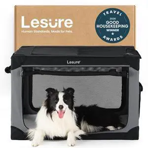 Lesure Today Show Soft Collapsible Dog Crates for Large Dogs, 36in Black | Portable Travel Camping Pet Kennel, 4-door, Indoor and Outdoor Use, Easy to Set Up and Fold, For Large Breeds Up to 70 lbs Lesure Today Show Soft Collapsible Dog Crates for Large Dogs, 36in Black | Portable Travel Camping Pet Kennel, 4-door, Indoor and Outdoor Use, Easy to Set Up and Fold, For Large Breeds Up to 70 lbs