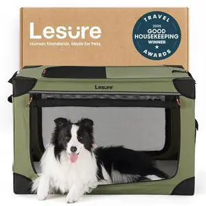 Lesure Today Show Soft Collapsible Dog Crates for Large Dogs, 36in Green | Portable Travel Camping Pet Kennel, 4-door, Indoor and Outdoor Use, Easy to Set Up and Fold, For Large Breeds Up to 70 lbs Lesure Today Show Soft Collapsible Dog Crates for Large Dogs, 36in Green | Portable Travel Camping Pet Kennel, 4-door, Indoor and Outdoor Use, Easy to Set Up and Fold, For Large Breeds Up to 70 lbs