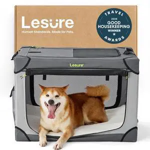 Lesure Today Show Soft Collapsible Dog Crates for Medium Dogs, 30in Grey | Portable Travel Camping Pet Kennel, 4-door, Indoor and Outdoor Use, Easy to Set Up and Fold, For Medium Breeds Up to 50 lbs Lesure Today Show Soft Collapsible Dog Crates for Medium Dogs, 30in Grey | Portable Travel Camping Pet Kennel, 4-door, Indoor and Outdoor Use, Easy to Set Up and Fold, For Medium Breeds Up to 50 lbs