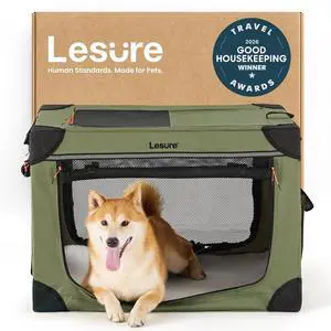 Lesure Today Show Soft Collapsible Dog Crates for Medium Dogs, 30in Green | Portable Travel Camping Pet Kennel, 4-door, Indoor and Outdoor Use, Easy to Set Up and Fold, For Medium Breeds Up to 50 lbs Lesure Today Show Soft Collapsible Dog Crates for Medium Dogs, 30in Green | Portable Travel Camping Pet Kennel, 4-door, Indoor and Outdoor Use, Easy to Set Up and Fold, For Medium Breeds Up to 50 lbs