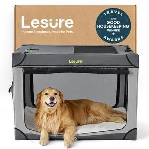 Lesure Shown on Today Show Soft Collapsible XL Dog Crate, 42in Grey | Portable Travel Camping Pet Kennel, 4-door, Indoor Outdoor Use, Easy to Set Up and Fold, For Extra Large Breeds Up to 90 lbs Lesure Shown on Today Show Soft Collapsible XL Dog Crate, 42in Grey | Portable Travel Camping Pet Kennel, 4-door, Indoor Outdoor Use, Easy to Set Up and Fold, For Extra Large Breeds Up to 90 lbs