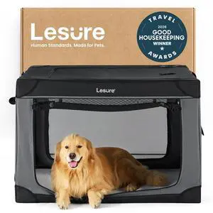 Lesure Shown on Today Show Soft Collapsible XL Dog Crate, 42in Black | Portable Travel Camping Pet Kennel, 4-door, Indoor Outdoor Use, Easy to Set Up and Fold, For Extra Large Breeds Up to 90 lbs Lesure Shown on Today Show Soft Collapsible XL Dog Crate, 42in Black | Portable Travel Camping Pet Kennel, 4-door, Indoor Outdoor Use, Easy to Set Up and Fold, For Extra Large Breeds Up to 90 lbs