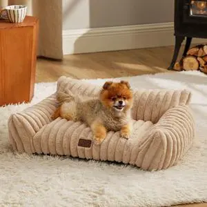 ComfyFleece Shown on TV Fluffy Dog Couch for Pets,30in Sandy Beige | Small & Medium Dog Bed Washable Cover,Supportive Couch Bed for Small Dogs,Pet Sofa Seen on Good Day New York,Up to 20 Lbs ComfyFleece Shown on TV Fluffy Dog Couch for Pets,30in Sandy Beige | Small & Medium Dog Bed Washable Cover,Supportive Couch Bed for Small Dogs,Pet Sofa Seen on Good Day New York,Up to 20 Lbs