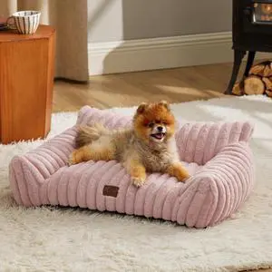 ComfyFleece Shown on TV Fluffy Dog Couch for Pets,30in Blush Pink | Small & Medium Dog Bed Washable Cover,Supportive Couch Bed for Small Dogs,Pet Sofa Seen on Good Day New York,Up to 20 Lbs ComfyFleece Shown on TV Fluffy Dog Couch for Pets,30in Blush Pink | Small & Medium Dog Bed Washable Cover,Supportive Couch Bed for Small Dogs,Pet Sofa Seen on Good Day New York,Up to 20 Lbs