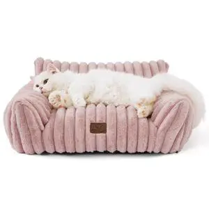 ComfyFleece Shown on TV Fluffy Cat Couch for Pets,24in Blush Pink | Cat Beds for Indoor Cats,Supportive Pet Sofa,Dog Couch Bed Seen on Good Day New York,Removable Washable Cover,Up to 10 Lbs ComfyFleece Shown on TV Fluffy Cat Couch for Pets,24in Blush Pink | Cat Beds for Indoor Cats,Supportive Pet Sofa,Dog Couch Bed Seen on Good Day New York,Removable Washable Cover,Up to 10 Lbs