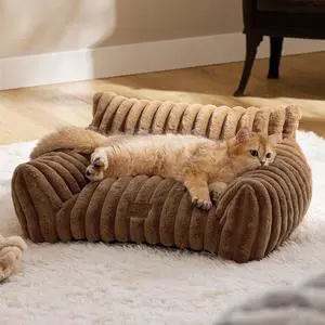ComfyFleece Shown on TV Fluffy Cat Couch for Pets,24in Camel Brown | Cat Beds for Indoor Cats,Supportive Pet Sofa,Dog Couch Bed Seen on Good Day New York,Removable Washable Cover,Up to 10 Lbs ComfyFleece Shown on TV Fluffy Cat Couch for Pets,24in Camel Brown | Cat Beds for Indoor Cats,Supportive Pet Sofa,Dog Couch Bed Seen on Good Day New York,Removable Washable Cover,Up to 10 Lbs