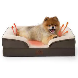 Self Warming Orthopedic Dogs Bed for Small Dogs - Washable Small Dog Bed Waterproof, Comfort Pet Couch with Removable Cover, Pets Sofa with Nonskid Bottom, Brown, Non-Electric Self Warming Orthopedic Dogs Bed for Small Dogs - Washable Small Dog Bed Waterproof, Comfort Pet Couch with Removable Cover, Pets Sofa with Nonskid Bottom, Brown, Non-Electric