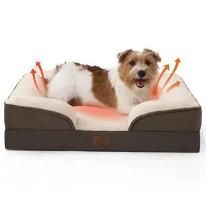 Self Warming Orthopedic Dog Bed Medium Size Dogs - Washable Medium Dog Bed Waterproof, Comfort Pet Couch with Removable Cover, Pets Sofa with Nonskid Bottom, Brown, Non-Electric Self Warming Orthopedic Dog Bed Medium Size Dogs - Washable Medium Dog Bed Waterproof, Comfort Pet Couch with Removable Cover, Pets Sofa with Nonskid Bottom, Brown, Non-Electric